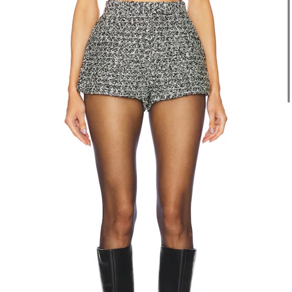 Women's Black and White Tweed Shorts